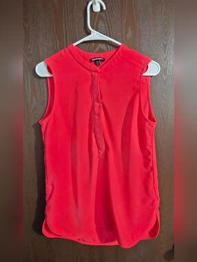Hilary Radley Coral-Red Sleeveless Chiffon Shell